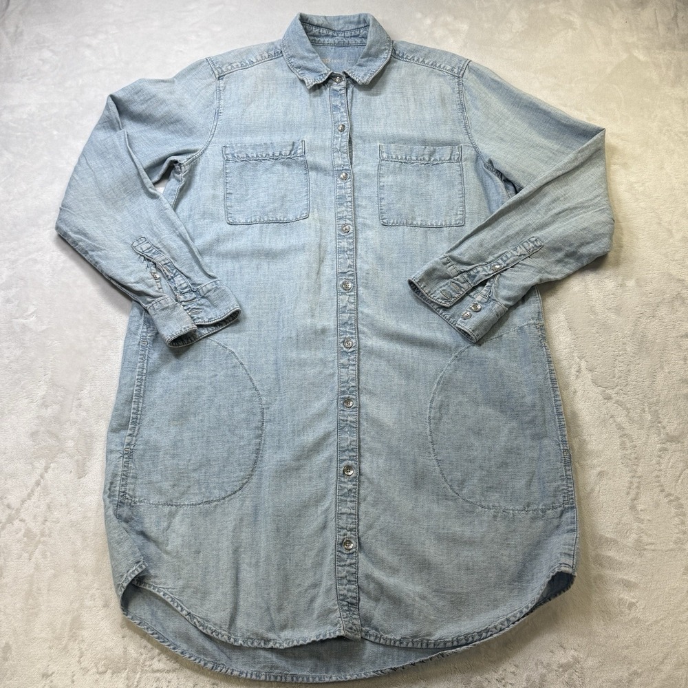 Light Blue Denim Shirt Dress - Casual Button-Front